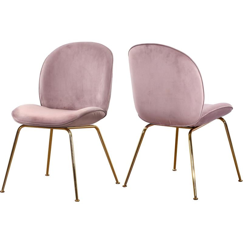 Paris Pink Velvet Dining Chair, Set of 2ColorPink Velvet,FinishGold