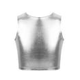thumbnail image 2 of iixpin Kids Girls Metallic Sleeveless Crop Tank Tops for Ballet Dance Stage Performance Workout Silver 14, 2 of 6