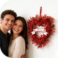 thumbnail image 5 of 15.7" Valentine's Day Wreath, Heart Shaped Wreath with Love Sign, Romantic Wreaths for Front Door, Valentines Day Holiday and Wedding Decor, 5 of 9