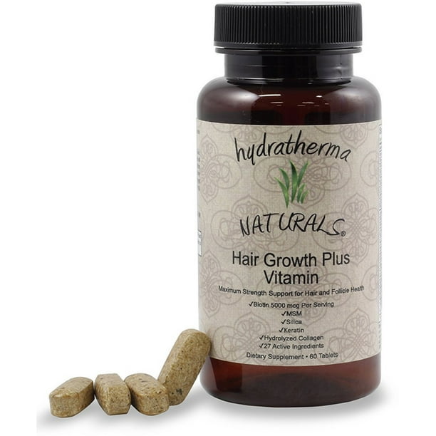 Hydratherma Naturals Hair Growth Plus Vitamin Tablets 60 Each - (Pack of 3)  