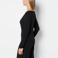 thumbnail image 2 of Casual Sleep Ribbed Long Sleeve Top With Lace Trim in Tuxedo Black, 2 of 3