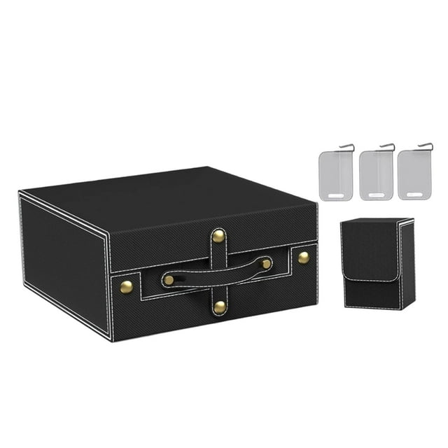 Caja para guardar cartas coleccionables, organizador de gran capacidad para tarjetas de béisbol de adultos. negro gris