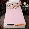 thumbnail image 4 of Erosebridal Cute Halloween Ghost Zipper Queen Comforter Set with Fitted Sheet and 2 Pillowcases for Girls, Spooky Cartoon Bat Cat Zipper Bedding Set, Pink Reversible, 4-Piece, 4 of 7