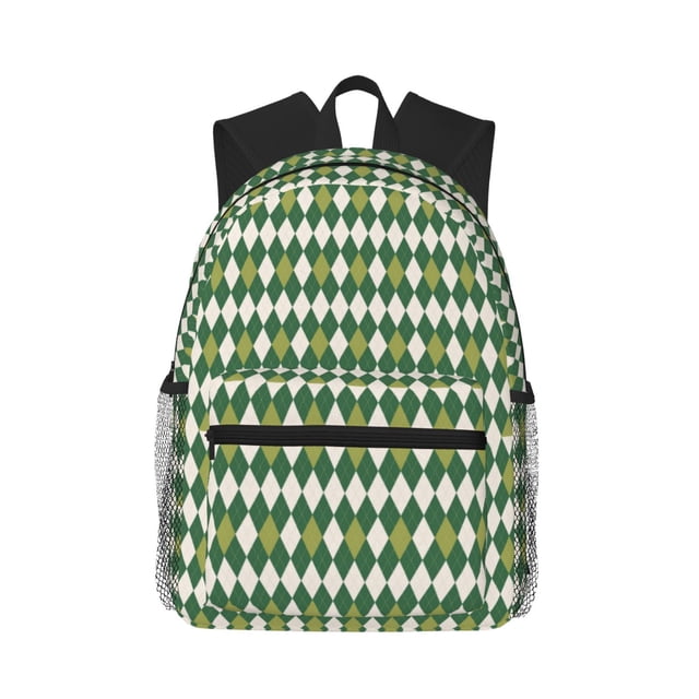 Disketp Light Green Squares Mochila Ligera Clásica con Múltiples Bolsillos, Mochila Casual para Hombre y Mujer, Ideal para Escuela, Trabajo y Viajes