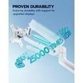 thumbnail image 5 of ARES WING Heavy Duty Single Monitor Arm - Fully Adjustable Monitor Mount for 17"-40" Ultrawide Screens up to 26.4 lbs with Clamp/Grommet Desk Mount, 75/100 Vesa Mount, White, 5 of 8