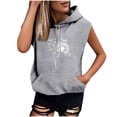 thumbnail image 6 of cocolona Womens Sleeveless Printed Pullover Hoodie Drawstring Trendy Casual Solid Color Sweatshirt with Pocket, 6 of 6