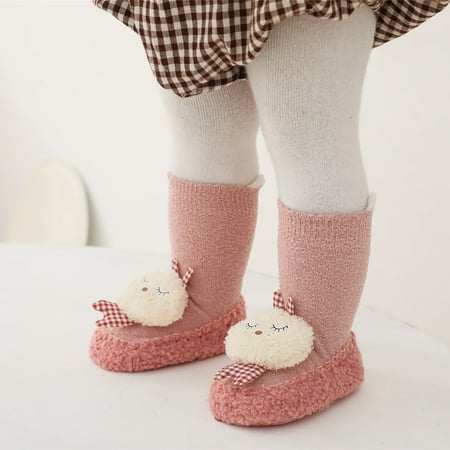 

TOWED22 Toddler Slippers Girl Winter Children Toddler Boys And Girls Long Tube Sock Shoes Flat Bottomed Non Slip Plush Warm And B