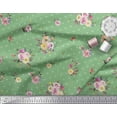 thumbnail image 2 of Soimoi Feuilles de Satin Modal Vert Petit Cercle et Tissu Imprimé Floral 1 Yard 42 Inch Wide, 2 of 3