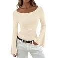 thumbnail image 2 of Long Sleeve Shirts for Women Y2k Bell Sleeve Tops Boat Neck Slim Fit Blouse Going out Tops 2026 Spring Trendy Outfits, 2 of 5