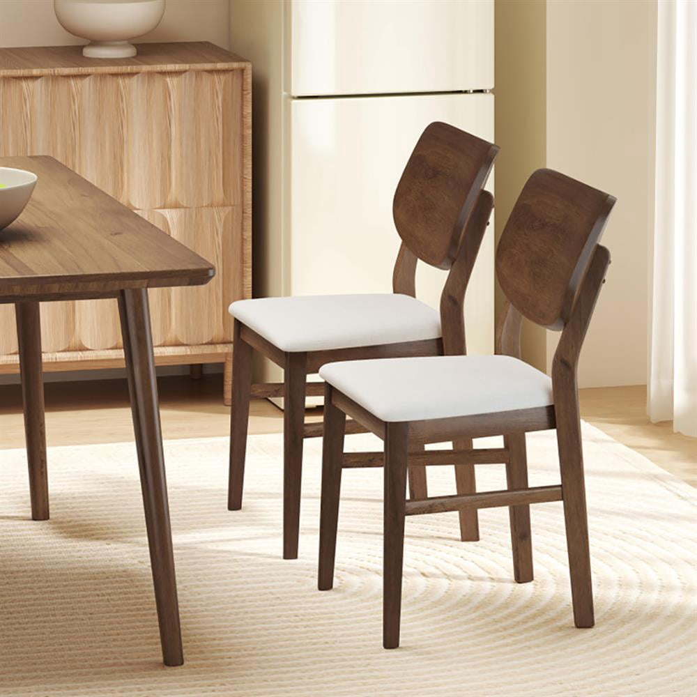 Barara King Dining Chair,Dining Room Chair,Farmhouse Upholstered Kitchen Chairs Set of 2 with Rubber Wood Frame-Walnut