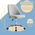 thumbnail image 2 of Home Office Desk Chair, Linen Fabric Upholstered Chair with No Arms Swiveling Modern Vanity Chair Cute Bedroom Apartment Dorm Chair - Grey, 2 of 7
