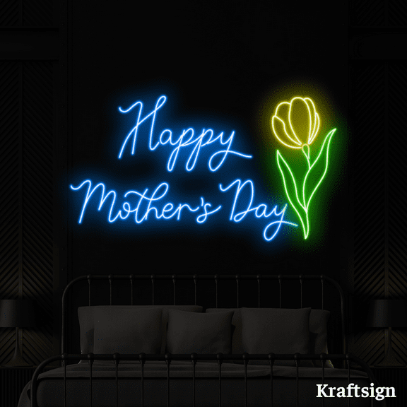 Craftnamesign Happy Mother's Day Neon Sign, Mother Day Gift, Room Decor