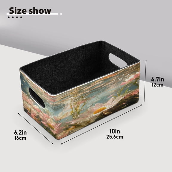 BZSMCE Shelf Baskets Underwater Flowers and Bubbles Pattern Storage Cube Bins 10.1*6.3*4.7in Set of 2