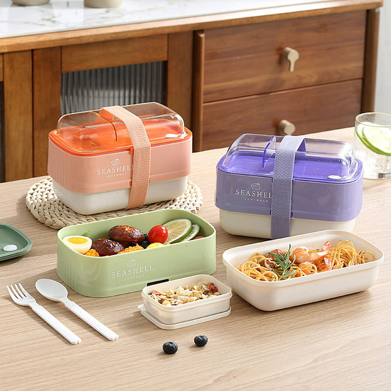 1400ml Bento Box 2 Layer Lunch Box Containers Leak-proof Stackable  Microwavable