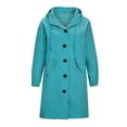 thumbnail image 3 of Women‘s Plus Size Solid Color Button Pocket Recreational Hooded Long Sleeve Windbreaker Coat Tops, 3 of 4