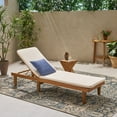 thumbnail image 2 of Maddison Outdoor Acacia Wood Chaise Lounge and Cushion Set, Teak and Cream, 2 of 11