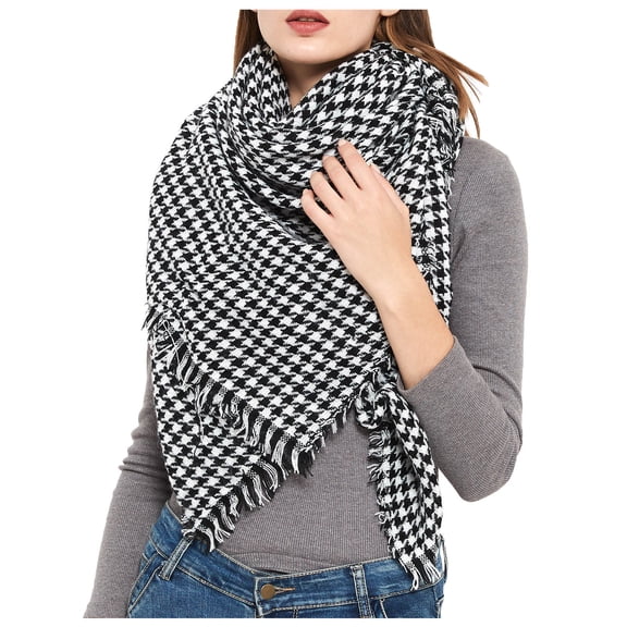 Dyfzdhu Scarf For Women Fashion Shawl Ladies Houndstooth Warm Winter *40CM Stitching 140 Plush