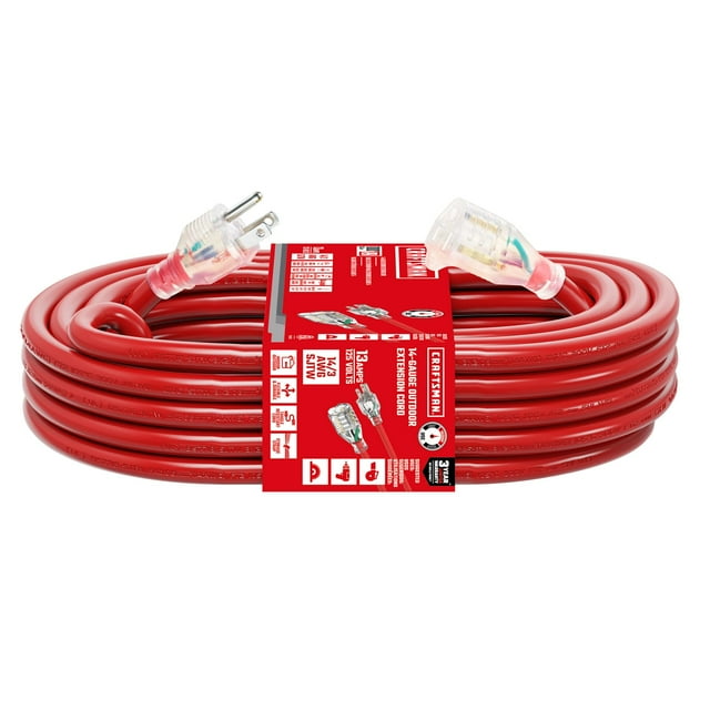 Cable de extensión CRAFTSMAN, resistente, 100 pies, impermeable 14/3