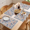 thumbnail image 5 of Floral Placemats Set of 1, Ethnic Flower Paisley Feather Blue Linen Texture Non-Slip Place Mats Washable Table Mats for Kitchen Dining Table Decorations Indoor/Outdoor, 5 of 9