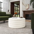 thumbnail image 3 of Pemberly Row 36" Round Upholstered Storage Cocktail Ottoman Ivory White Boucle, 3 of 8