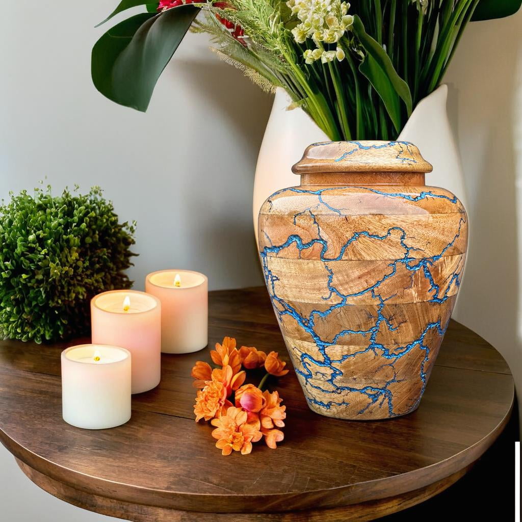 Wooden Cremation Urn for Human Ashes Handcrafted Urn for Adult Men & Women Memorial Urn for Ashes Decorative Burial & Funeral Urn