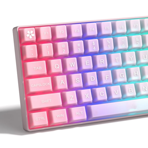 COSTOM Pink Crystal Clear Keycaps Set, 115 Keys Cherry Profile Transparent Keycaps, Shine Through Keyboard caps for 60% 65% 75% 100% Backlit Mx Switches Mechanical Gaming Keyboard