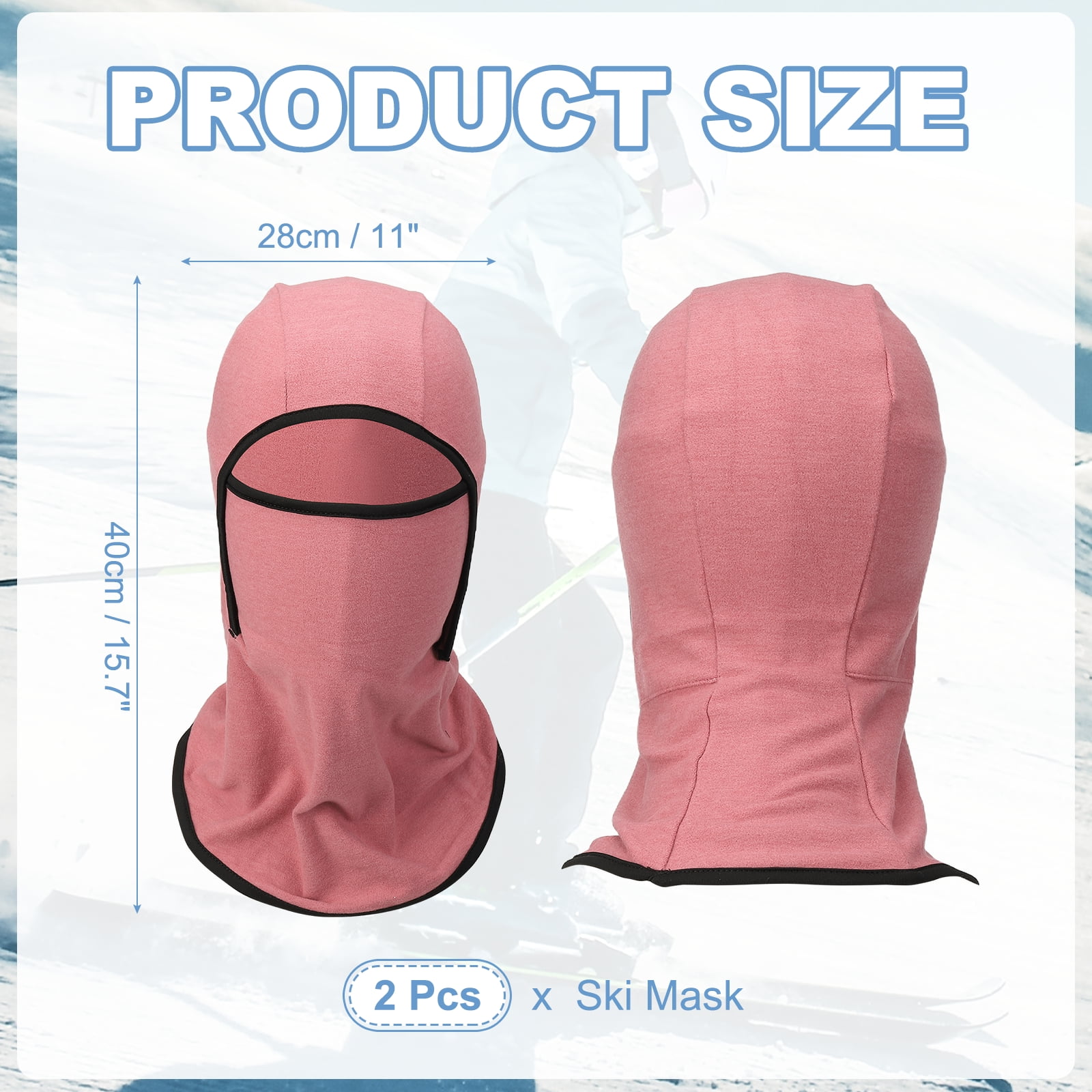Uxcell Warm Balaclava Ski Mask, Ski Balaclava Winter Mask Full Face Windproof Cold Weather Gear, Polyester& Spandex& 2Pcs& Rose Red -Fitting for (Men/Women/Outdoor/Skiing/Cycling)