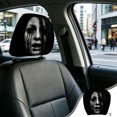 thumbnail image 4 of Halloween Face Print Stretch Car Headrest Cover Set H, Universal Elastic Auto Headrest Protector, Spooky Car Interior Decoration Accessories, 4 of 6