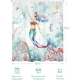 thumbnail image 5 of Mermaid Shower Curtain 72Wx72H Inch Coastal Nautical Ocean Sea Fish Octopus Tropical Coral Plant Kids Underwater Jellyfish with 12 Plastic Hooks Fabric Waterproof Toilet Accessories Decor, 5 of 6