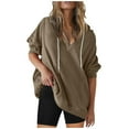 thumbnail image 1 of Timegard Sweat-Shirts à Capuche pour Femmes Col en V Profond Pull Automne Décontracté Ample Long avec Poches, 1 of 6