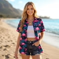 thumbnail image 5 of Womens Hawaiian Shirt Flamingo Short Sleeve Casual Button Down Shirts Beach Tropical Tops, 5 of 8