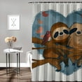 thumbnail image 2 of Orinice Sloths Hearts Friends Forever Bathroom Decor Set, Colorful Luxurious Graphic Print Polyester Fabric Shower Curtain Set with Hooks, Waterproof Bathroom Decor Set 60x72, 2 of 7