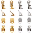 thumbnail interactive-video image 1 of 10pcs 10mm Round Flat Back Earring Clips – Non-Piercing, DIY Tray Earrings, Brass 1 of 5