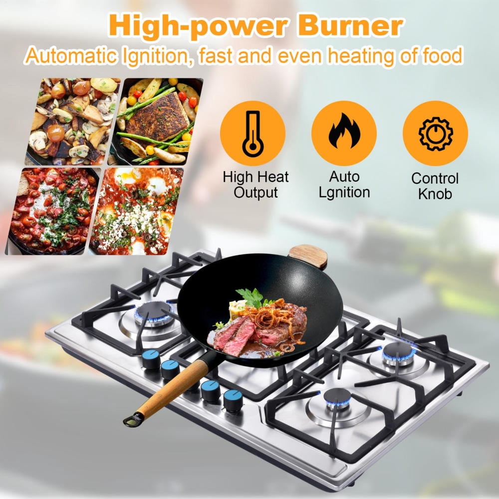 Propane Stove Indoor, Stainless Steel 5 Burner Counter Stove - Powerful Built-in Burners for Home Professional Use