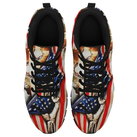 God Jesus Christian Cross Running Shoes Sneakers Mesh Black Size 3.5