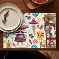 thumbnail image 4 of Colorful Mexican Elements Summer Placemats Table Placemats Set Of 6-Linen Kitchen Washable Placemats Table Mats 11.8"x17.7" Non-Slip Heat Resistant, 4 of 5