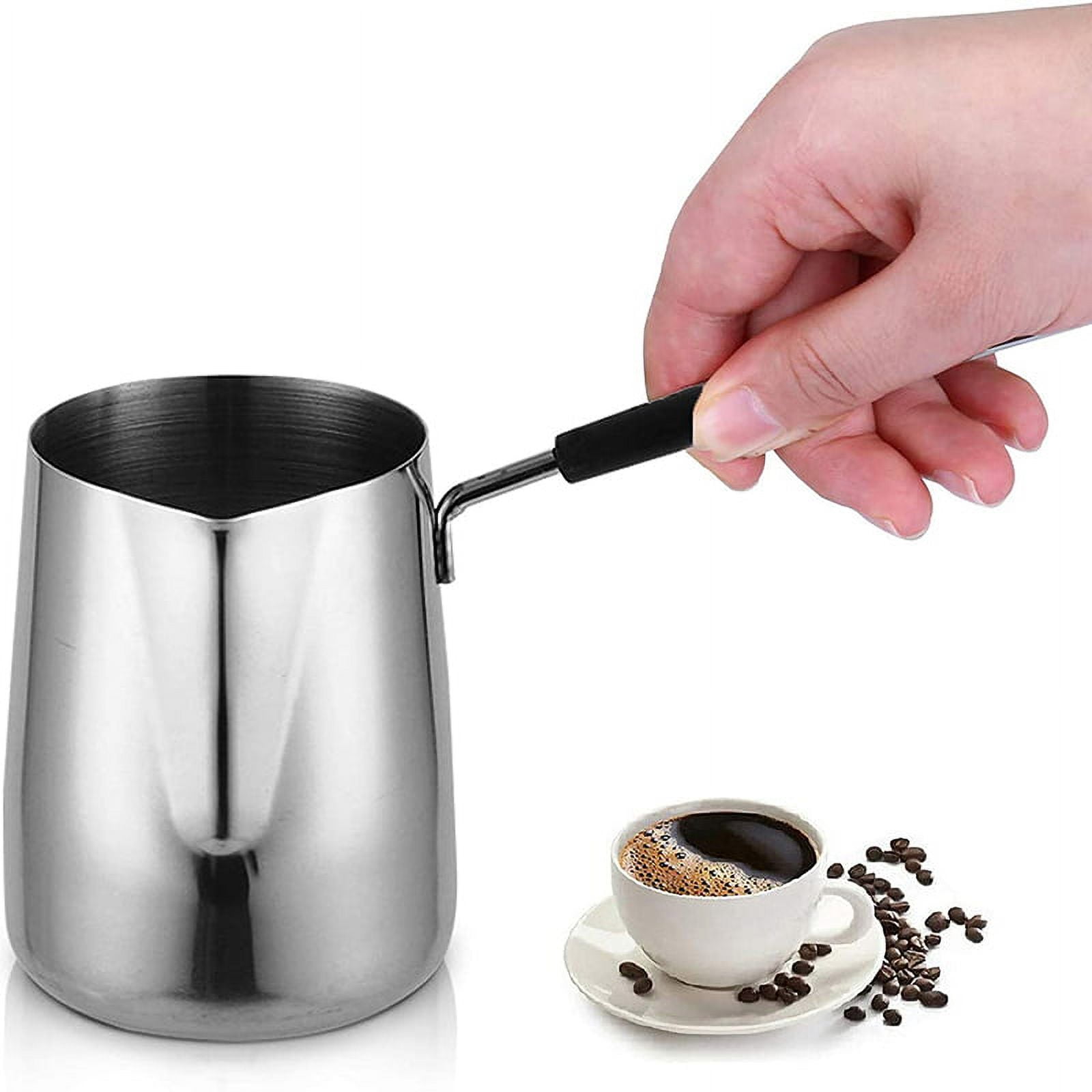Warmer Turkish Coffee Pot, Milk Warmer Pot Warmer Mini Stainless Steel  Coffee Heating Melting Pot 900ml with Spout for Milk Steaming Milk Frothing
