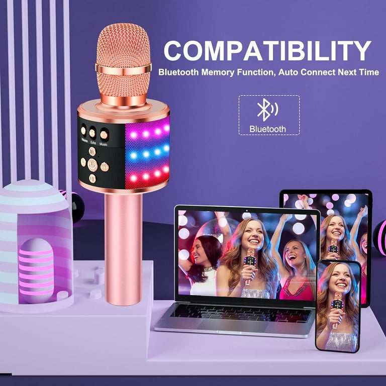 Link Wireless Bluetooth Karaoke Microphone Portable 3-in-1 Handheld  Wireless Speaker Dance Party Makes A Great Gift For Kids & Adults - Rose  Gold