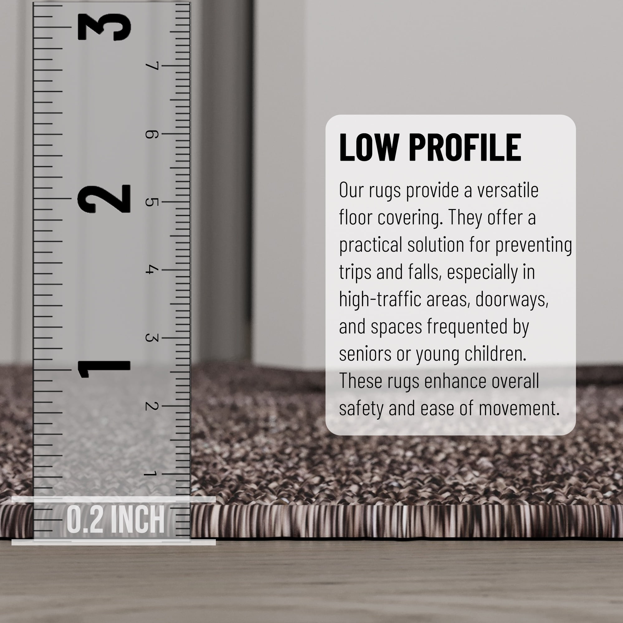 Ottomanson Non-Slip Hallway Runner Rug 20" x 59" Stain-Resistant Low Pile Carpet for Kitchen, Brown