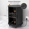 thumbnail image 2 of Aisword Round End Table Set of 2 with Charging Station, Fluted Accent Side Table with Sliding Door and Adjustable Shelf, Nightstand for Small Space, Black, 2 of 6