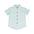 thumbnail image 1 of Striped Tshirts for Children Button Down Collared Shirts Short Sleeve Summer Casual Tops Loose Fit Fashion Versatile Top Green 100, 1 of 2