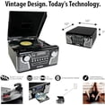 thumbnail image 3 of Tocadiscos y centro multimedia Bluetooth retro Victrola años 50 con parlantes incorporados - Tocadiscos de 3 velocidades, reproductor de CD, radio AM/FM | Transmisión de música inalámbrica | Azul, 3 of 5