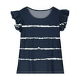 thumbnail image 4 of Ashirexll Girls T Shirts, Shirts for Girls, Girls' Summer Shirts Cute Ruffle Sleeve Round Neck Casual Top Plaid and Striped T-shirts for 3-15 Years, 4 of 7