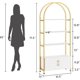 thumbnail image 2 of 71.5-pulgada de altura arched estante con doors almacenamiento - industrial book estante con sturdy metal frame y quality boards, freestanding para exposición shelving in gold, 2 of 5