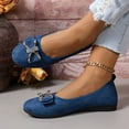 thumbnail image 5 of Blue Women'S Shallow Mouth Bow Flats Round Toe Closed Toe Slip-On Breathable Low Heel Comfortable Casual Wear Plush Upper, 5 of 6
