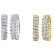 Elegant 0.02 Carat Natural Diamond Accent Hoop Earrings Two Color Sets Crafted In 14K Gold Plated