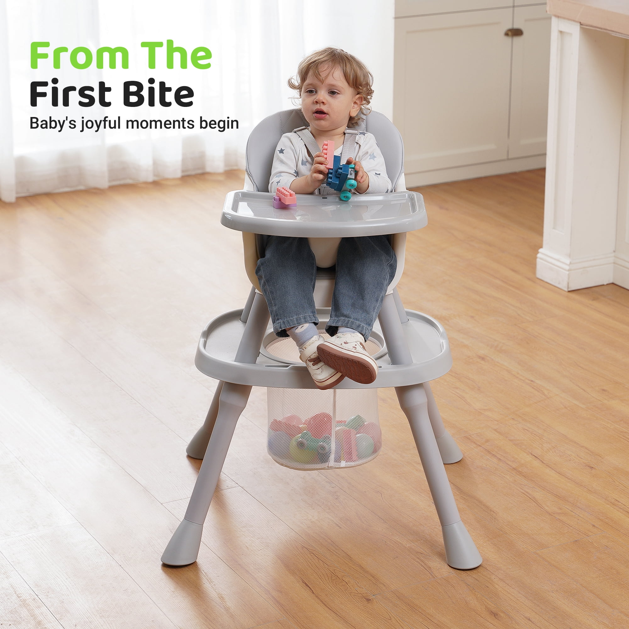 Babyeap 8-in-1 Baby High Chair, Feeding Chair, Table & Chair Set, Convertible Design for Babies & Toddlers,Gray