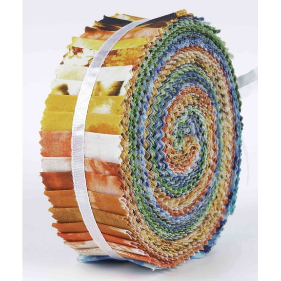 Soimoi 40Pcs Tie Dye Print Precut Fabrics Strips Roll Up 1.5x42inches Cotton Jelly Rolls For Quilting - Multicolor