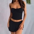 thumbnail image 2 of GILIGEGE Summer Sets Women 2 Piece Outfits Women's Two Piece Sets Sleeveless Straplessk Summer Clothes Solid Color Slim Fit Tops and Shorts Set Skirt Set Bandeau Strapless Top Elastic Short Skorts, 2 of 5