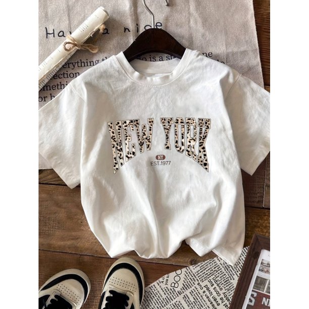 Girls Short-sleeved T-shirts For Summer, Simple, Pure Cotton, Comfortable, Breathable, Summer, Round Neck, Pullover, Teenagers' Clothing Tops